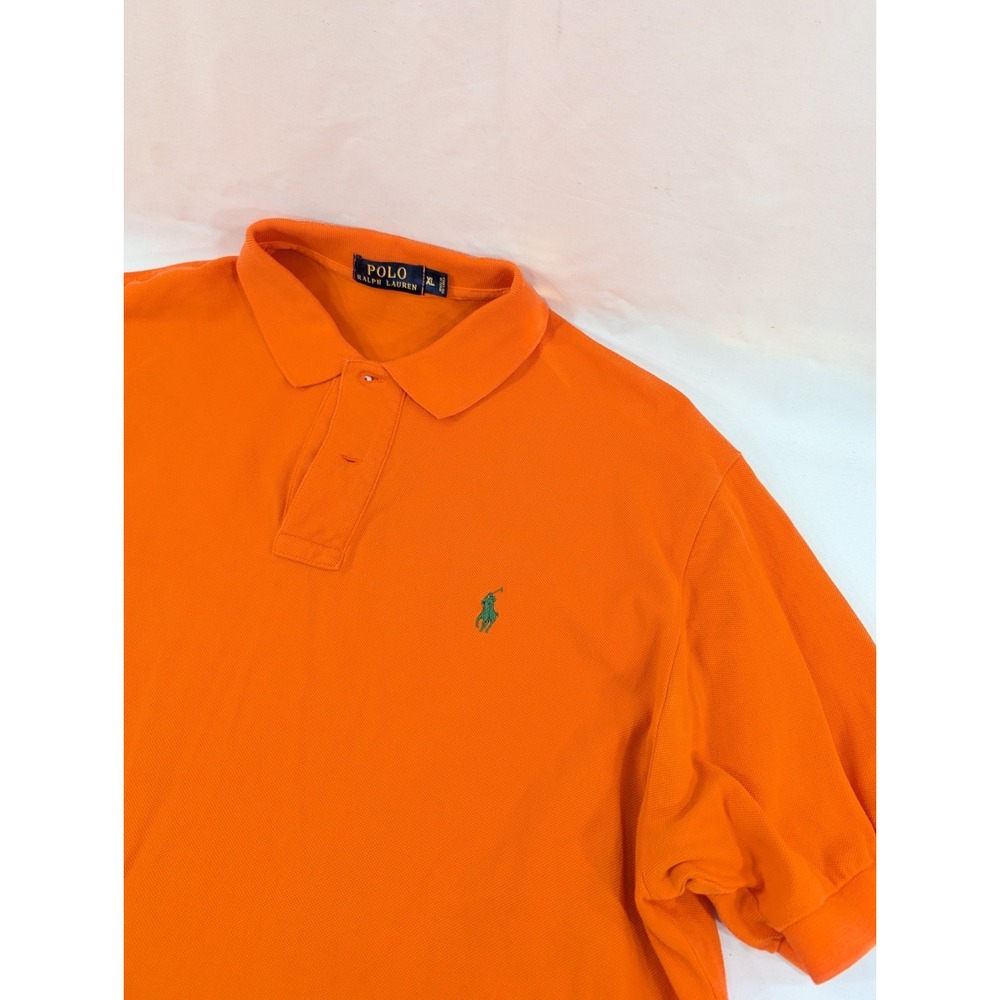 Polo Ralph Lauren Polo Shirt‎ Mens XL Orange Green Pony Muscle Rugby Golf Y2K